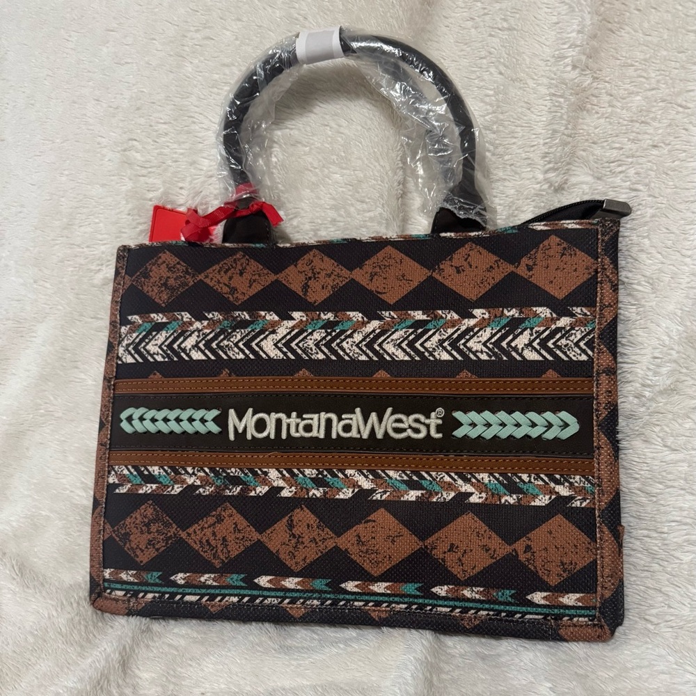 Montana West Geometric Brown and Black Tote